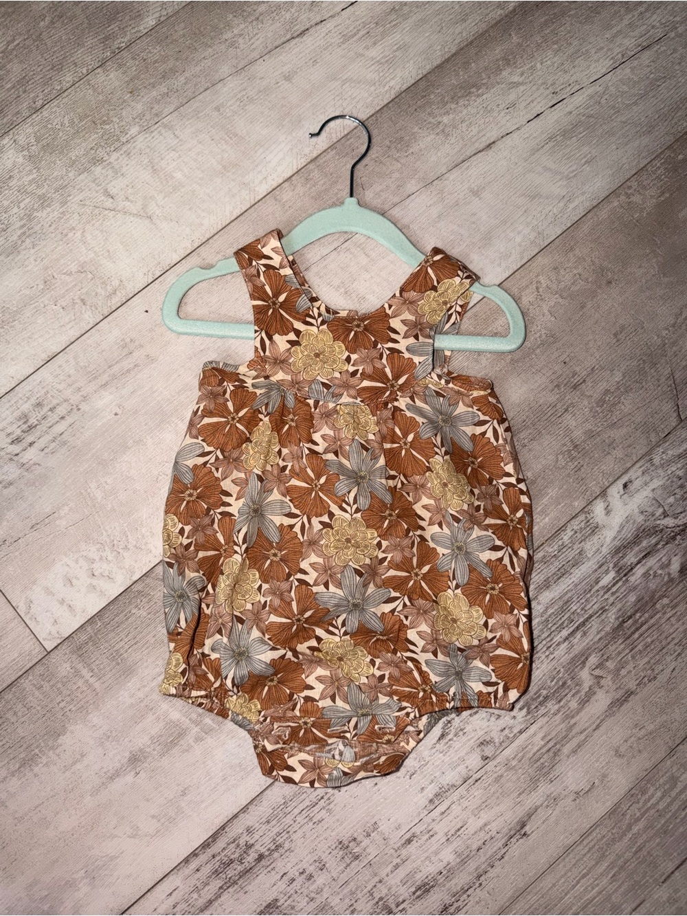 Rylee + Cru Brown, Tan & Gray Floral Baby One-Piece